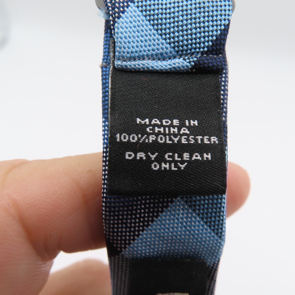 Express Bow Tie Polyester Blue Check 2.5" Wide Pre Tied - Picture 4 of 5